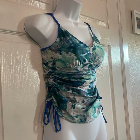 PrAna Small Blue Green Tankini Bikini Top - Picture 3 of 7